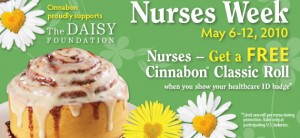 nurses week free cinnabon