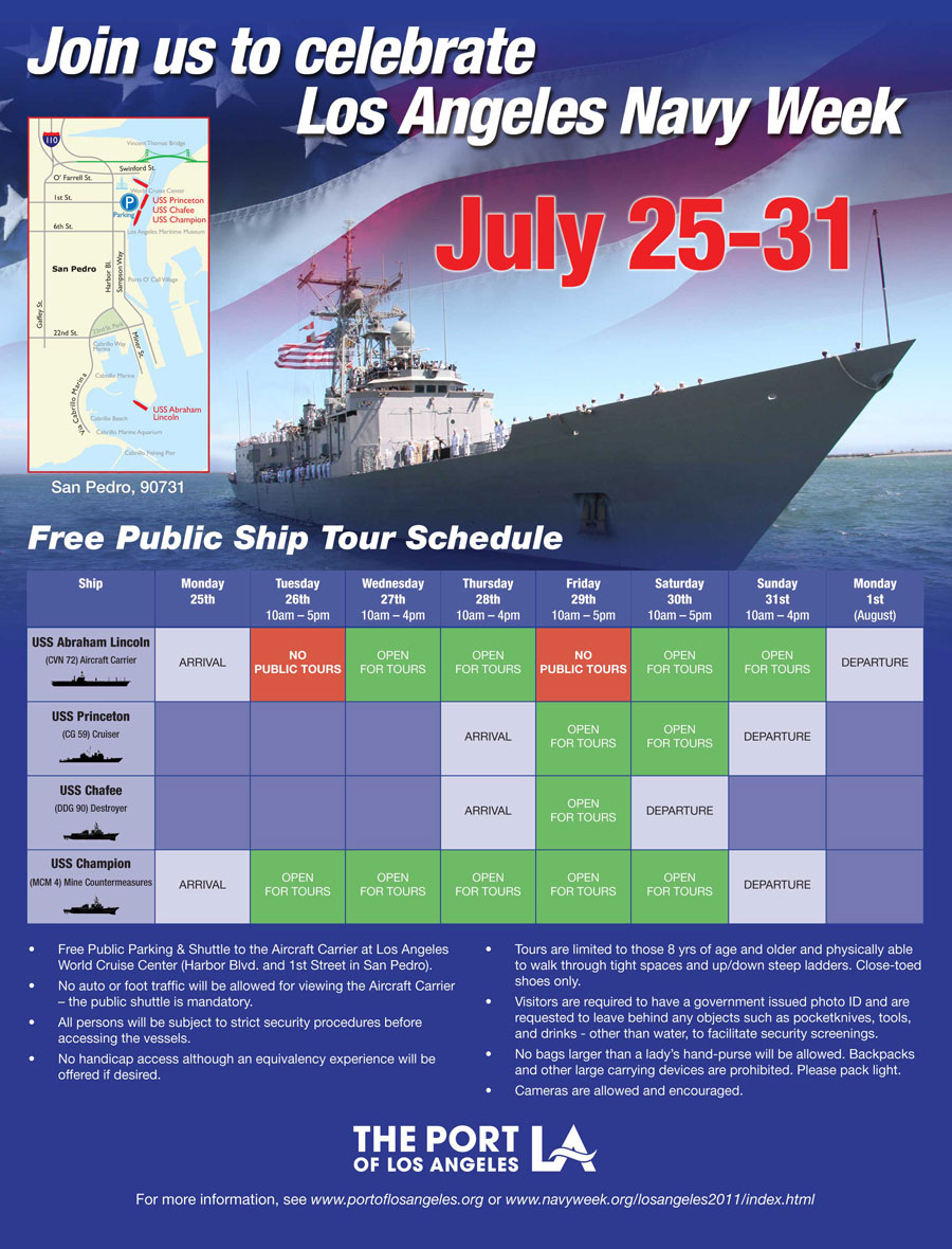 Ship tour schedule